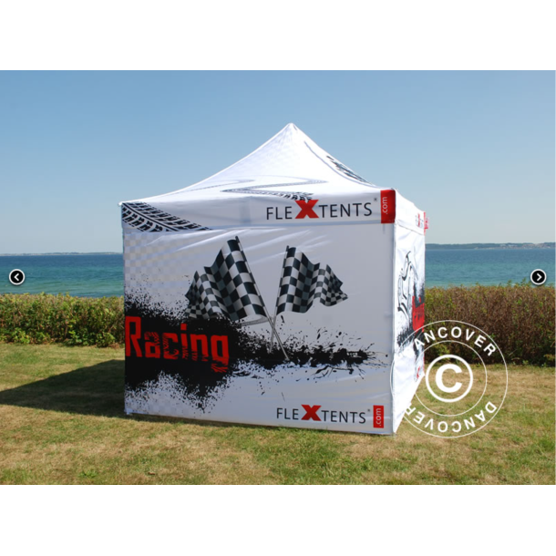 Flextents PRO 3x6m med fullt digitalt tryck inkl 6st sidovggar, Vit