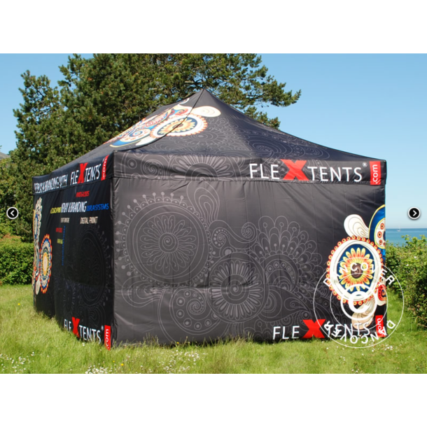 Flextents PRO 3x6m med fullt digitalt tryck inkl 6st sidovggar, Vit