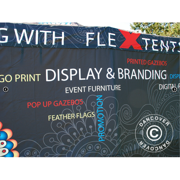 Flextents PRO 3x6m med fullt digitalt tryck inkl 6st sidovggar, Vit
