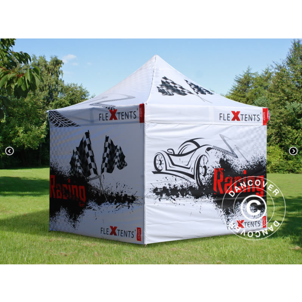 Flextents PRO 4x4m med fullt digitalt tryck inkl 4st sidovggar, Vit