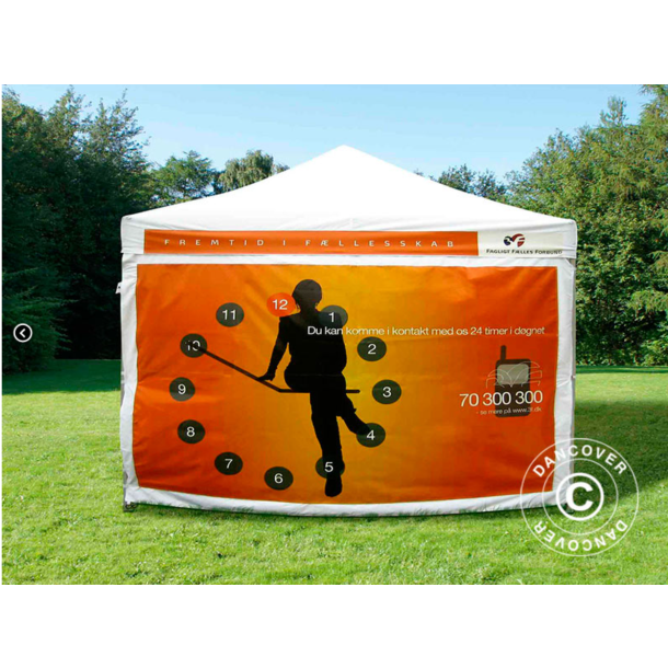Flextents PRO 4x4m med fullt digitalt tryck inkl 4st sidovggar, Vit