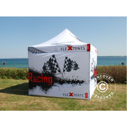 Flextents PRO 4x4m med fullt digitalt tryck inkl 4st sidovggar, Vit