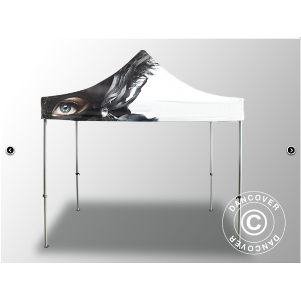 Flextents PRO 4x4m med fullt digitalt tryck inkl 4st sidovggar, Vit