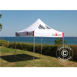 Flextents PRO 4x4m med fullt digitalt tryck inkl 4st sidovggar, Vit