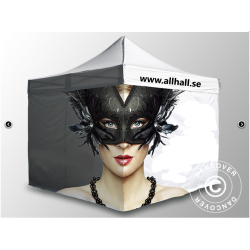 Flextents PRO 4x4m med fullt digitalt tryck inkl 4st sidovggar, Vit