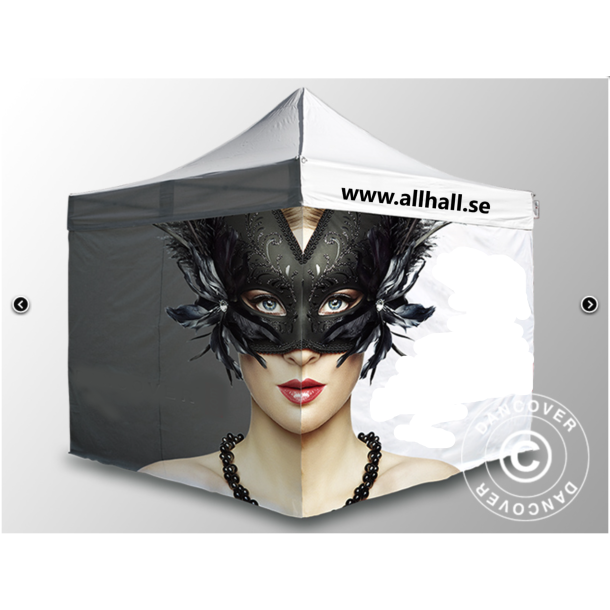 Flextents PRO 4x4m med fullt digitalt tryck inkl 4st sidovggar, Vit