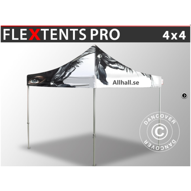 Flextents PRO 4x4m med fullt digitalt tryck, Vit