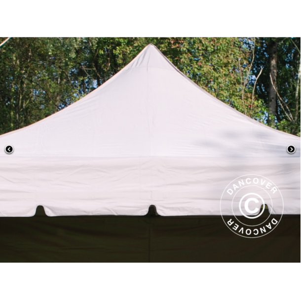 Flextents PRO 4x6m "Peaked" inkl. 8st sidor &amp; 8st dekorativa hrngardiner, Latte