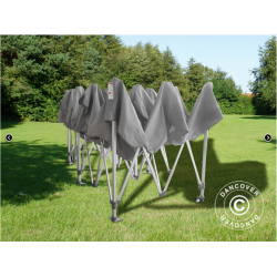 Flextents PRO 4x6m "Peaked" inkl. 8st sidor &amp; 8st dekorativa hrngardiner, Latte