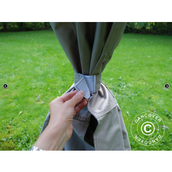 Flextents PRO 4x6m "Peaked" inkl. 8st sidor &amp; 8st dekorativa hrngardiner, Latte