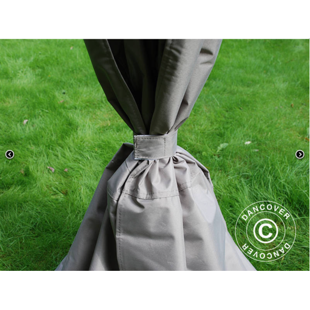 Flextents PRO 4x6m "Peaked" inkl. 8st sidor &amp; 8st dekorativa hrngardiner, Latte