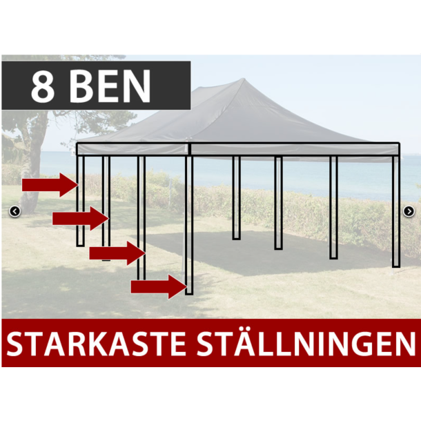 Flextents PRO 4x6m "Peaked" inkl. 8st sidor &amp; 8st dekorativa hrngardiner, Latte