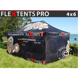 Flextents PRO 4x6m med fullt digitalt tryck inkl 8st sidovggar, Vit