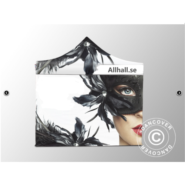 Flextents PRO 4x6m med fullt digitalt tryck inkl 8st sidovggar, Vit