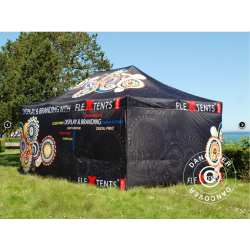 Flextents PRO 4x6m med fullt digitalt tryck inkl 8st sidovggar, Vit