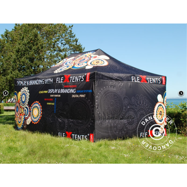 Flextents PRO 4x6m med fullt digitalt tryck inkl 8st sidovggar, Vit
