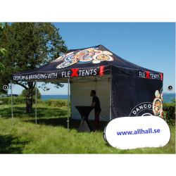 Flextents PRO 4x6m med fullt digitalt tryck inkl 8st sidovggar, Vit