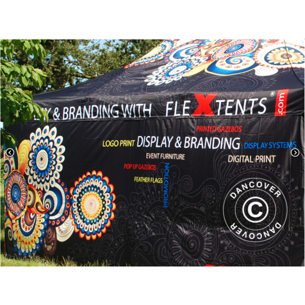 Flextents PRO 4x6m med fullt digitalt tryck inkl 8st sidovggar, Vit