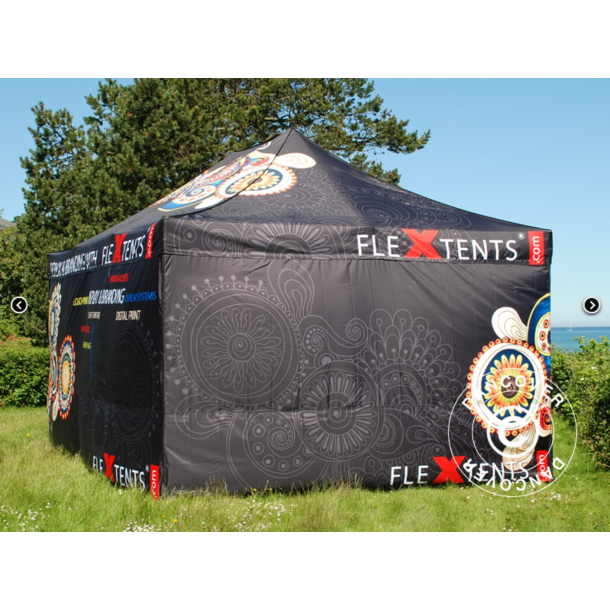 Flextents PRO 4x8m med fullt digitalt tryck inkl 6st sidovggar, Vit