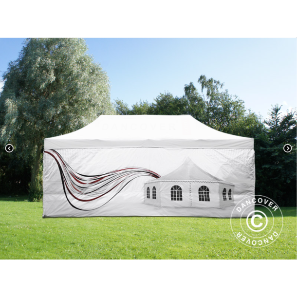 Flextents PRO 4x8m med fullt digitalt tryck inkl 6st sidovggar, Vit