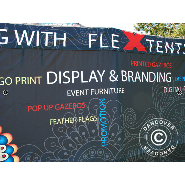 Flextents PRO 4x8m med fullt digitalt tryck inkl 6st sidovggar, Vit