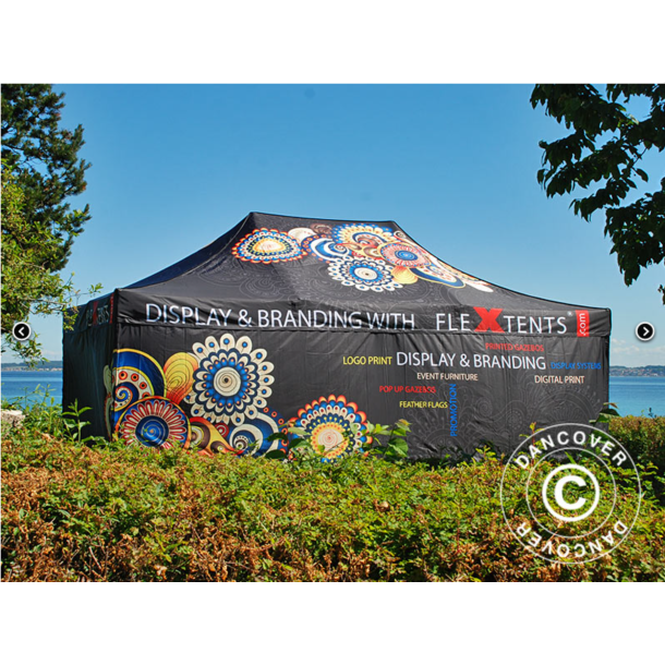 Flextents PRO 4x8m med fullt digitalt tryck inkl 6st sidovggar, Vit