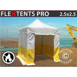 Flextents PRO 2,5x2,5m, PVC, Arbetstlt inkl 4st sidovggar, Gul/Vit