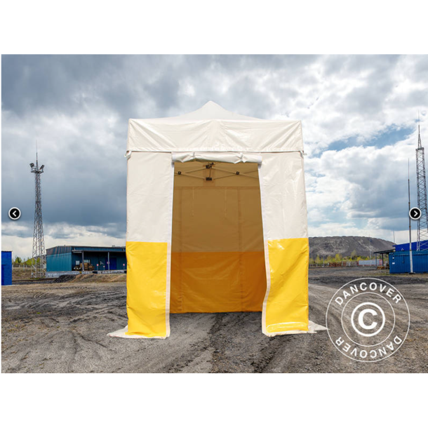 Flextents PRO 2,5x2,5m, PVC, Arbetstlt inkl 4st sidovggar, Gul/Vit