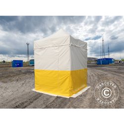Flextents PRO 2,5x2,5m, PVC, Arbetstlt inkl 4st sidovggar, Gul/Vit