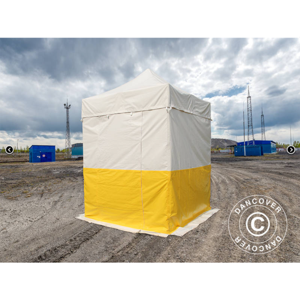 Flextents PRO 2,5x2,5m, PVC, Arbetstlt inkl 4st sidovggar, Gul/Vit