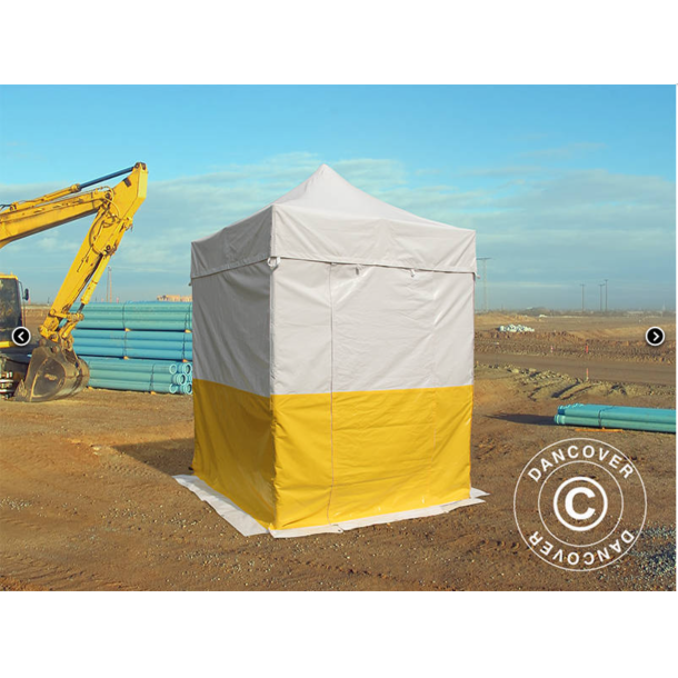 Flextents PRO 2,5x2,5m, PVC, Arbetstlt inkl 4st sidovggar, Gul/Vit