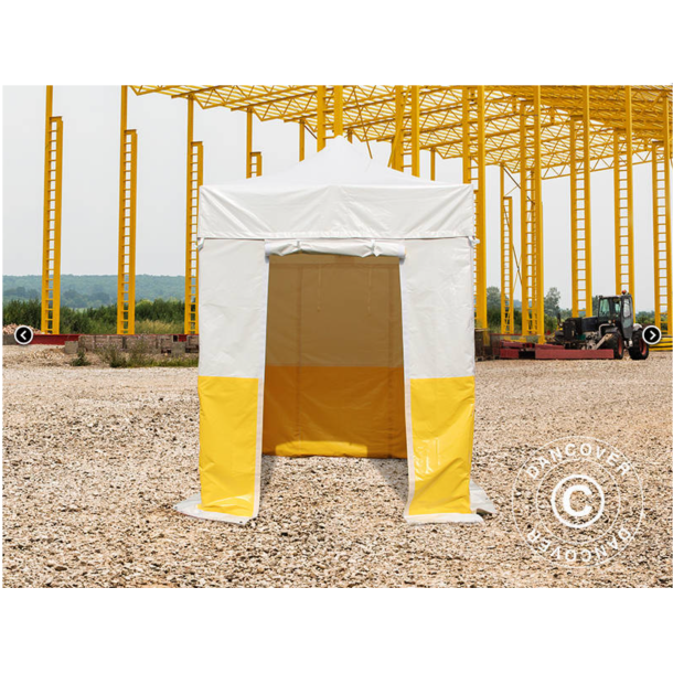 Flextents PRO 2x2m, PVC, Arbetstlt inkl 4st sidovggar, Gul/Vit