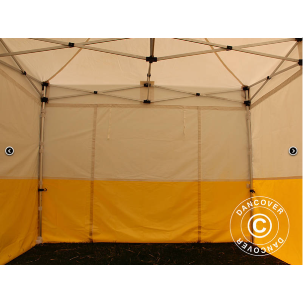 Flextents PRO 2x2m, PVC, Arbetstlt inkl 4st sidovggar, Gul/Vit