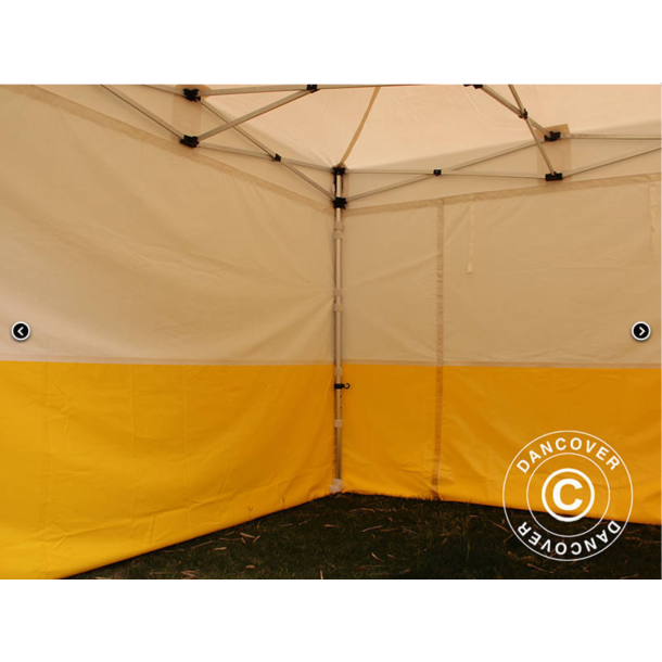 Flextents PRO 2x2m, PVC, Arbetstlt inkl 4st sidovggar, Gul/Vit
