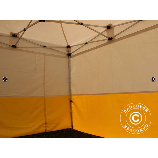 Flextents PRO 2x2m, PVC, Arbetstlt inkl 4st sidovggar, Gul/Vit