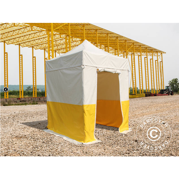 Flextents PRO 2x2m, PVC, Arbetstlt inkl 4st sidovggar, Gul/Vit