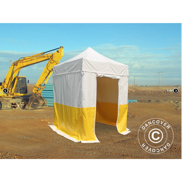 Flextents PRO 2x2m, PVC, Arbetstlt inkl 4st sidovggar, Gul/Vit