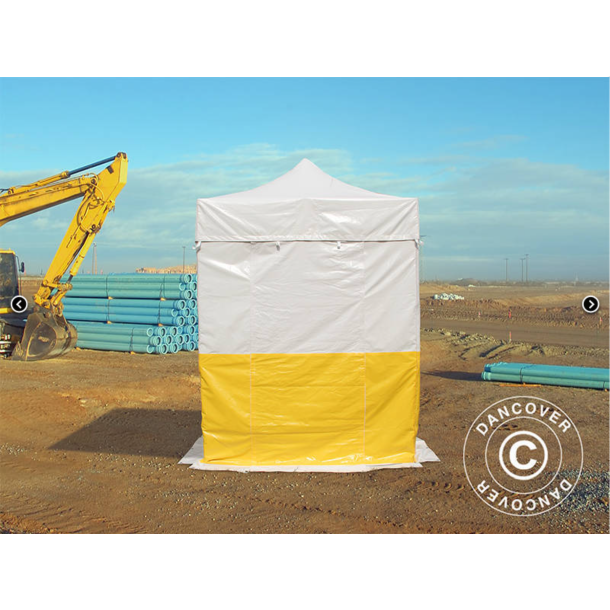 Flextents PRO 2x2m, PVC, Arbetstlt inkl 4st sidovggar, Gul/Vit