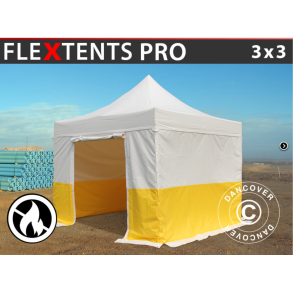Flextents PRO 3x3m, PVC, Arbetstlt inkl 4st sidovggar, Gul/Vit