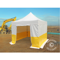Flextents PRO 3x3m, PVC, Arbetstlt inkl 4st sidovggar, Gul/Vit