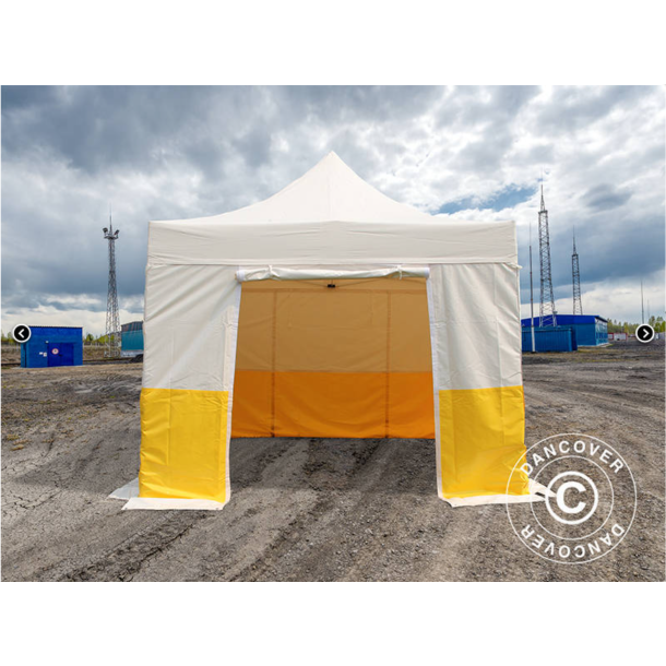 Flextents PRO 3x3m, PVC, Arbetstlt inkl 4st sidovggar, Gul/Vit