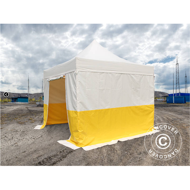 Flextents PRO 3x3m, PVC, Arbetstlt inkl 4st sidovggar, Gul/Vit