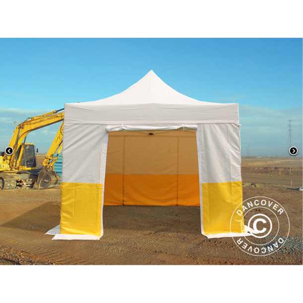 Flextents PRO 3x3m, PVC, Arbetstlt inkl 4st sidovggar, Gul/Vit