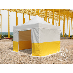 Flextents PRO 3x3m, PVC, Arbetstlt inkl 4st sidovggar, Gul/Vit