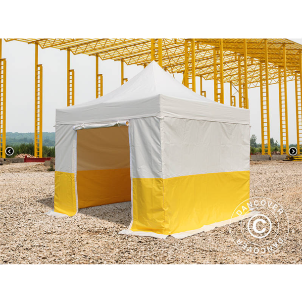 Flextents PRO 3x3m, PVC, Arbetstlt inkl 4st sidovggar, Gul/Vit