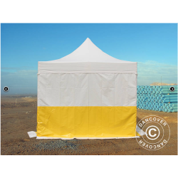 Flextents PRO 3x3m, PVC, Arbetstlt inkl 4st sidovggar, Gul/Vit