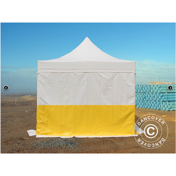 Flextents PRO 3x3m, PVC, Arbetstlt inkl 4st sidovggar, Gul/Vit