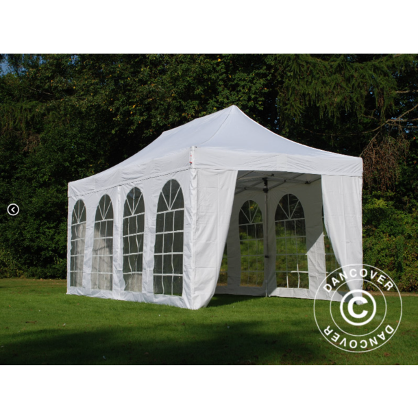 FleXtents Steel 3x6m "Beskartlt," inkl 4st sidovggar och 1st skiljevgg, Vit