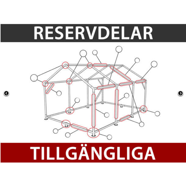 FleXtents Steel 3x6m "Beskartlt," inkl 4st sidovggar och 1st skiljevgg, Vit