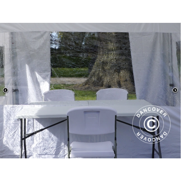 FleXtents Steel 3x6m "Beskartlt," inkl 4st sidovggar och 1st skiljevgg, Vit